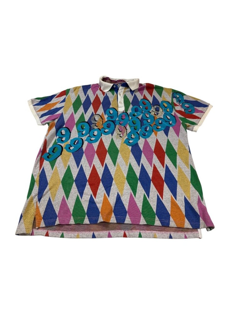 Vintage Gino Green Global Mens Polo Shirt 4X Colorful Geometric Design (V1176)
